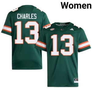 #13 Asharri Charles College Football Miami Hurricanes Player Green Women's Jersey 146245-719