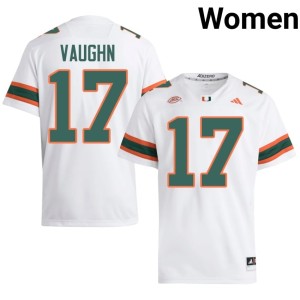 #17 Women's White Embroidery Canes College Football Cam Vaughn Jerseys 470930-659