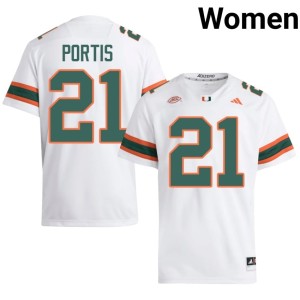 #21 High School College Football Camdin Portis Hurricanes Women White Jersey 702113-500