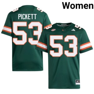 #53 University of Miami Women's College Football Canon Pickett Green Player Jerseys 965908-257