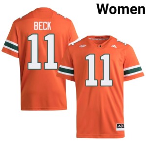 #11 Carson Beck Women's College Football Stitched Orange Miami Jerseys 429295-980