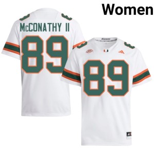 #89 Cole McConathy II Hurricanes Women White High School College Football Jersey 401539-315
