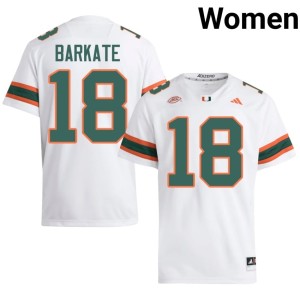 #18 Miami Womens College Football White Embroidery Cooper Barkate Jersey 470767-150