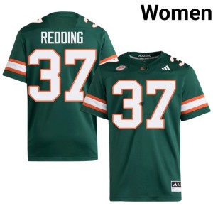 #37 College Football UMiami NCAA Green Cortez Redding Women's Jersey 415395-891