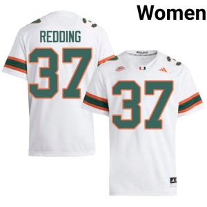 #37 White Womens UM Hurricanes Cortez Redding College Football Game Jerseys 485393-702