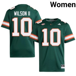 #10 Women College Football Green Miami Damon Wilson II Official Jersey 987324-117