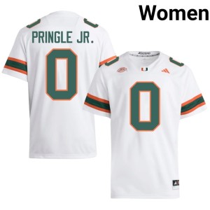 #0 Women's White UMiami NCAA Girard Pringle Jr. College Football Jersey 369903-721