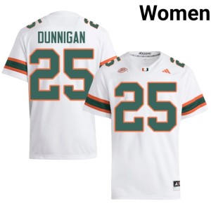 #25 University of Miami White Limited JJ Dunnigan Women College Football Jerseys 696831-433