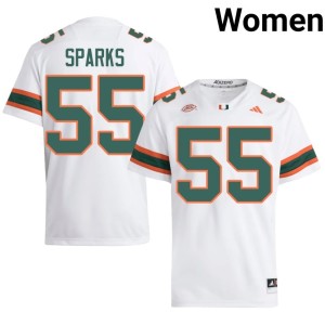 #55 Stitched JJ Sparks White College Football University of Miami Women's Jersey 973227-658