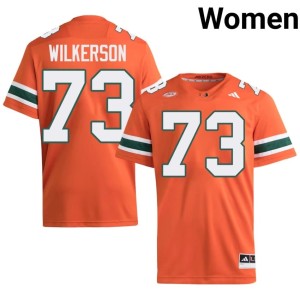 #73 University College Football Jaden Wilkerson Women's Orange UMiami Hurricanes Jerseys 587798-377