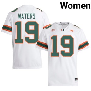 #19 Miami of Florida College Football Womens Jaelen Waters High School White Jersey 313438-588