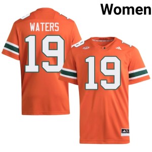 #19 Orange College Football High School UM Hurricanes Jaelen Waters Womens Jersey 147830-996
