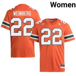 #22 Orange University of Miami Embroidery Jake Weinberg Women College Football Jersey 180214-990