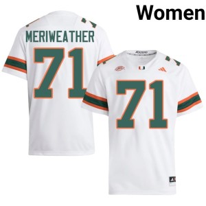 #71 Miami Jamal Meriweather Game College Football White Women's Jersey 824545-501