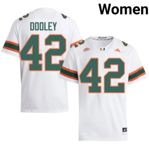 #42 UMiami Jim Dooley White College Football Women University Jersey 815906-865