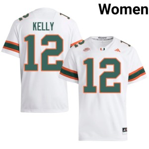 #12 White Women's Jim Kelly Embroidery Miami Hurricanes College Football Jersey 439038-784