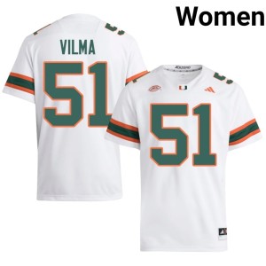 #51 UM Women's College Football White NCAA Jonathan Vilma Jersey 788072-927