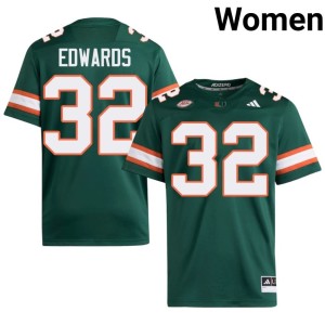 #32 Justin Edwards College Football Green Women Player University of Miami Jerseys 361813-191