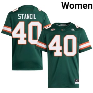 #40 Stitched Women College Football Keshawn Stancil Green UMiami Hurricanes Jersey 179605-802