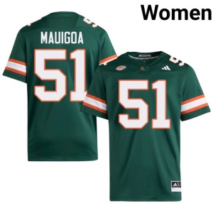 #51 Kiko Mauigoa Canes Green Women Replica College Football Jerseys 395810-752