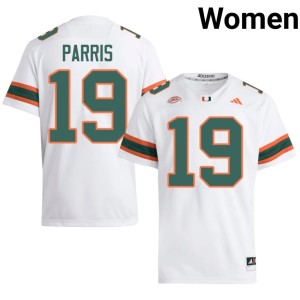 #19 College Football UM Hurricanes Womens White Milan Parris 2026 Jerseys 969308-215