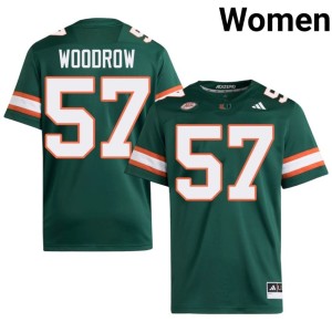 #57 UM Hurricanes College Football Official Green Rhys Woodrow Women Jerseys 255391-570