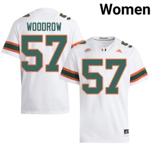 #57 Women's White Hurricanes Alumni College Football Rhys Woodrow Jersey 308025-969