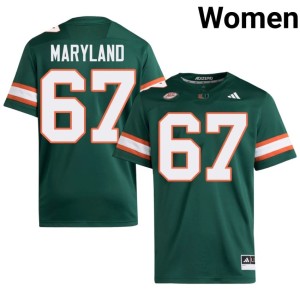 #67 Green Womens College Football Replica Russell Maryland Miami Jersey 937961-843