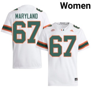 #67 Miami Womens Russell Maryland White University College Football Jerseys 584217-853