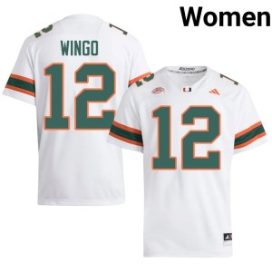 #12 Embroidery Somourian Wingo Miami Women College Football White Jersey 883997-779