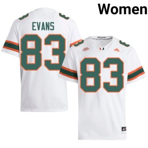 #83 2026-27 White Tyran Evans College Football Women's Canes Jerseys 120731-664