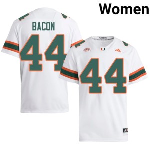 #44 Tyson Bacon College Football UM Hurricanes Alumni White Womens Jerseys 991610-391