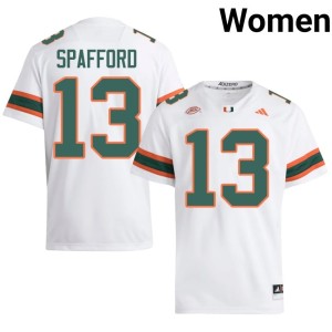 #13 Women College Football Player Miami Hurricanes Vance Spafford White Jerseys 917035-164