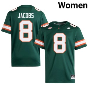 #8 Green Hurricanes Women's Vandrevius Jacobs College Football Limited Jersey 588913-767
