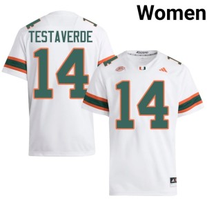 #14 Womens Vinny Testaverde White Game UMiami Hurricanes College Football Jerseys 413319-863