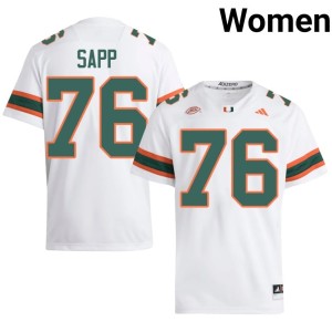 #76 Miami Hurricanes Warren Sapp Women's White College Football Game Jerseys 699707-602