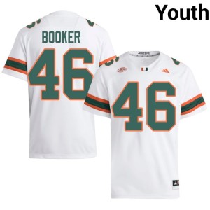 #46 Adam Booker Youth College Football White 2026-27 University of Miami Jersey 357341-945