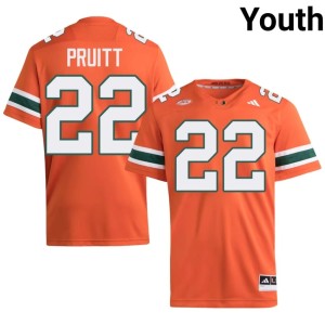 #22 Hurricanes Embroidery College Football Orange Youth Cam Pruitt Jerseys 509733-217