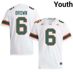 #6 CharMar Brown Youth Stitched White College Football Miami Jersey 225194-334