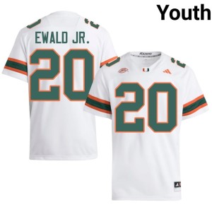 #20 University Chris Ewald Jr. Miami Youth College Football White Jersey 918342-260