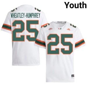 #25 Stitched College Football Canes Youth White Chris Wheatley-Humphrey Jerseys 666855-581