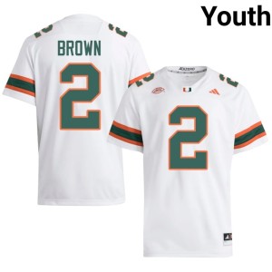 #2 Youth Damari Brown College Football White 2026 Hurricanes Jersey 879708-113