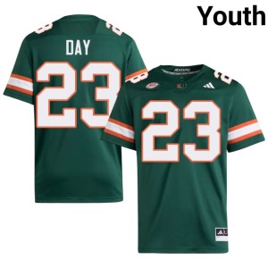 #23 College Football Canes Green Dylan Day Replica Youth Jerseys 113535-221