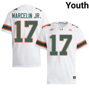 #17 Ezekiel Marcelin Jr. Youth College Football Embroidery Hurricanes White Jersey 154043-281
