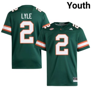 #2 Youth College Football Hurricanes Green Jordan Lyle Game Jersey 486884-918