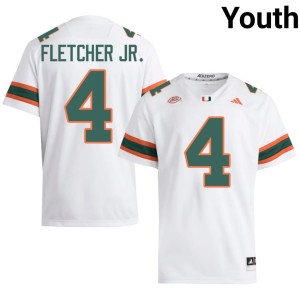 #4 Replica Mark Fletcher Jr. College Football University of Miami White Youth Jersey 268844-689