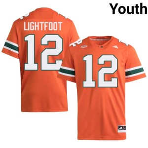 #12 Youth High School Marquise Lightfoot College Football Orange Canes Jersey 611177-484