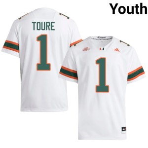 #1 Mohamed Toure White College Football Miami Hurricanes Youth Stitched Jersey 761193-394
