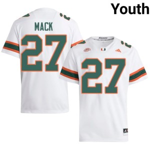 #27 Miami White Youth College Football Ryan Mack 2026 Jersey 344341-411
