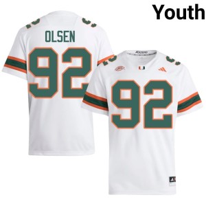#92 White Player College Football Youth Miami of Florida Samuel Coufal Jerseys 480157-664